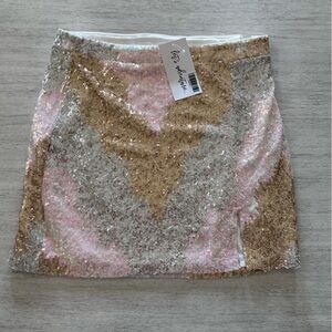 Genevieve Ivory Multi Sequin Mini Skirt